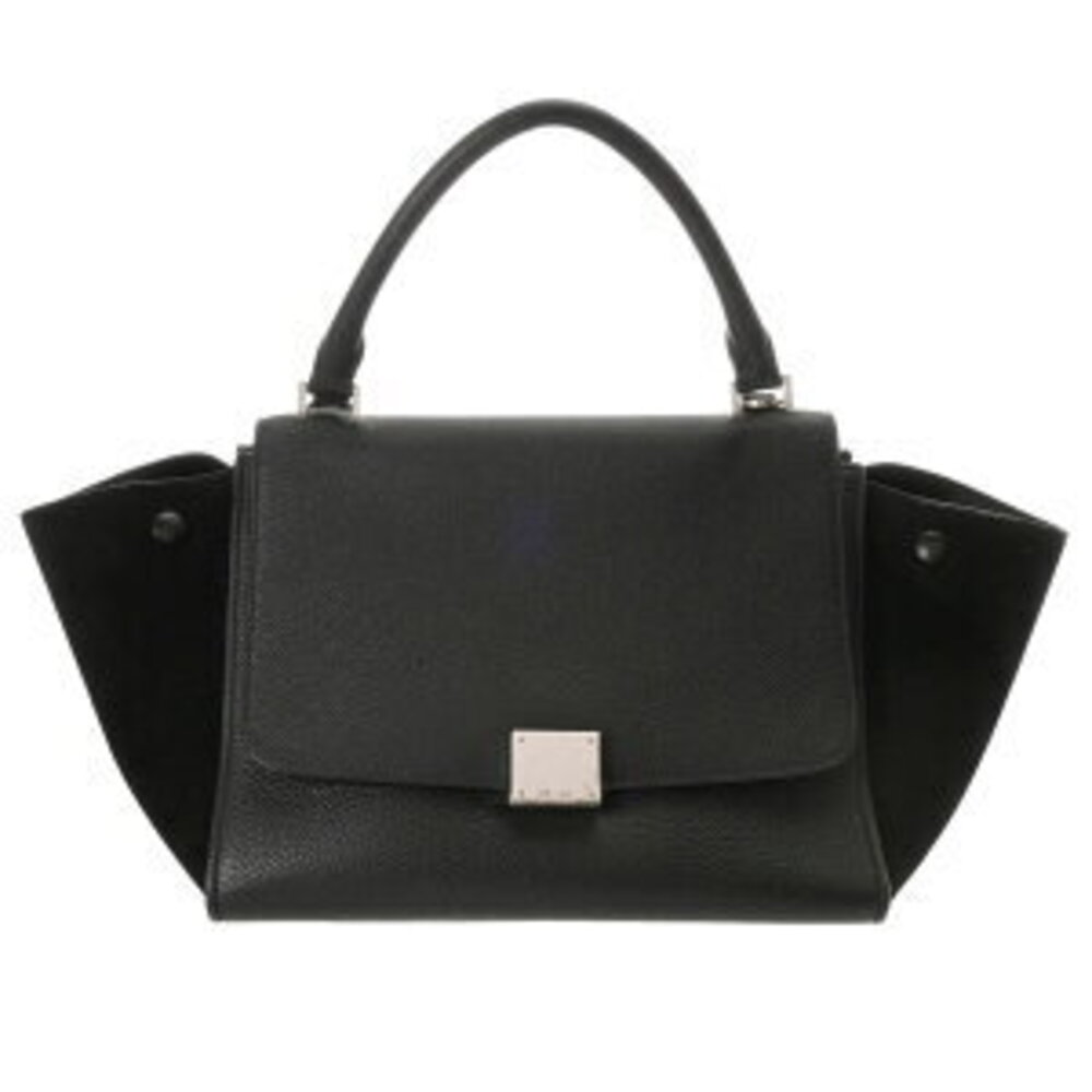Celine Trapeze Black Suede Grain Leather Handbag